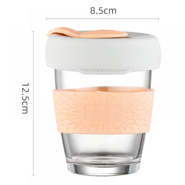 TASKHOUSE Glass Water Tumbler with Lid Drinking Coffee Sipper Bottle Wide Mouth Smoothie Cup Reusable Mug Dishwasher Safe and BPA Free 350ml Orange Pack 2 - Image 4