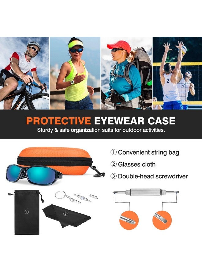 MoKo Eva Semi Hard Shell Sunglasses Case Unisex Protective Eyeglass Case Glasses Case Holder With Metal Hanging Hook Mini Screwdriver For Men Women Orange - Image 2