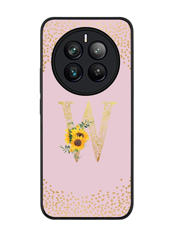 Stylizedd Rugged Black edge case for Realme 12 Pro / Realme 12 Pro Plus 5G, Custom Monogram Initial Letter Mandala Floral Pattern Alphabet-W (Pink ) - Image 1