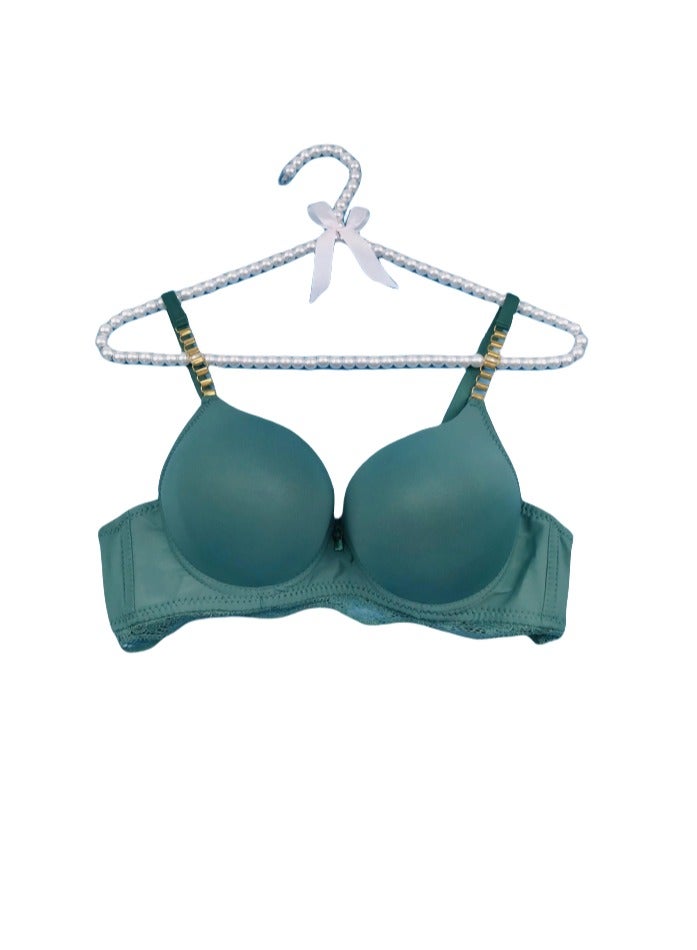 Elegant Women's Push-Up Bra with Underwire Support and Stylish Metal Chain Straps – Thick Padded for Enhanced Comfort and Shape