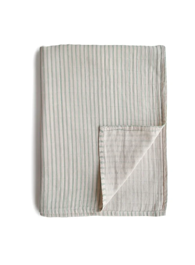 mushie Swaddle Sage Stripe