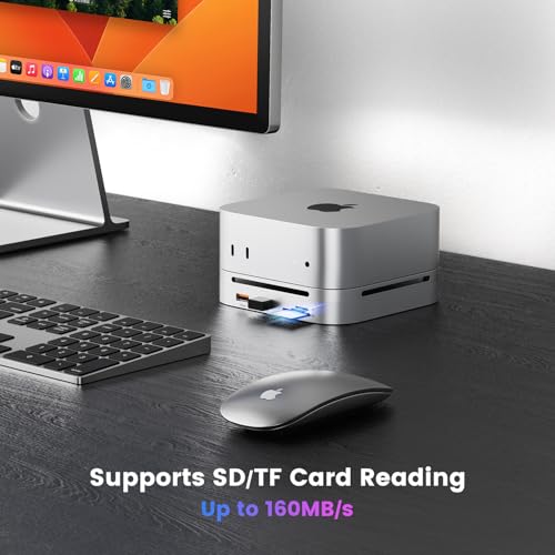 Dralaw Mac mini M4 Dock & Hub with 8TB NVMe SSD Enclosure, 4K@60Hz HDMI, 2x10Gbps USB A, 1x5Gbps USB A, USB-C Charge, SD/TF, Audio 3.5mm, Stand Docking Station for Mac mini M4/M4 Pro - Image 5