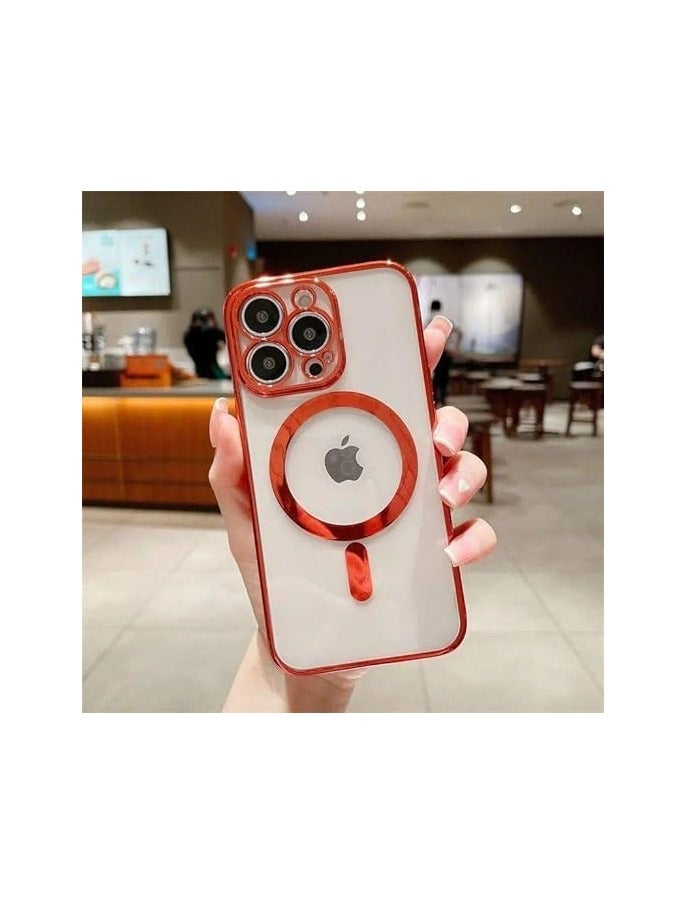 ten.tech Transparent Magnetic Protection Cover Compatible with MagSafe for iPhone 12 Pro Max Mobile Phone, Anti-Shock and Anti-Scratches, and Camera Lens Protector (Red) by Tin Tech  - Image 2