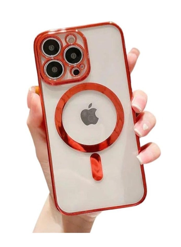 ten.tech Transparent Magnetic Protection Cover Compatible with MagSafe for iPhone 12 Pro Max Mobile Phone, Anti-Shock and Anti-Scratches, and Camera Lens Protector (Red) by Tin Tech  - Image 3