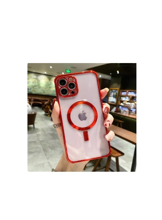ten.tech Transparent Magnetic Protection Cover Compatible with MagSafe for iPhone 12 Pro Max Mobile Phone, Anti-Shock and Anti-Scratches, and Camera Lens Protector (Red) by Tin Tech  - Image 4
