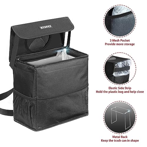 Ryhpez Car Trash Can with Lid - Car Accessories for Women Men, Vehicle Trash Bin Storage Bag, Truck Garbage Can Foldable with Metal Rack Support for Back Seat Hanging (2.4 Gallon/9L) - Image 2