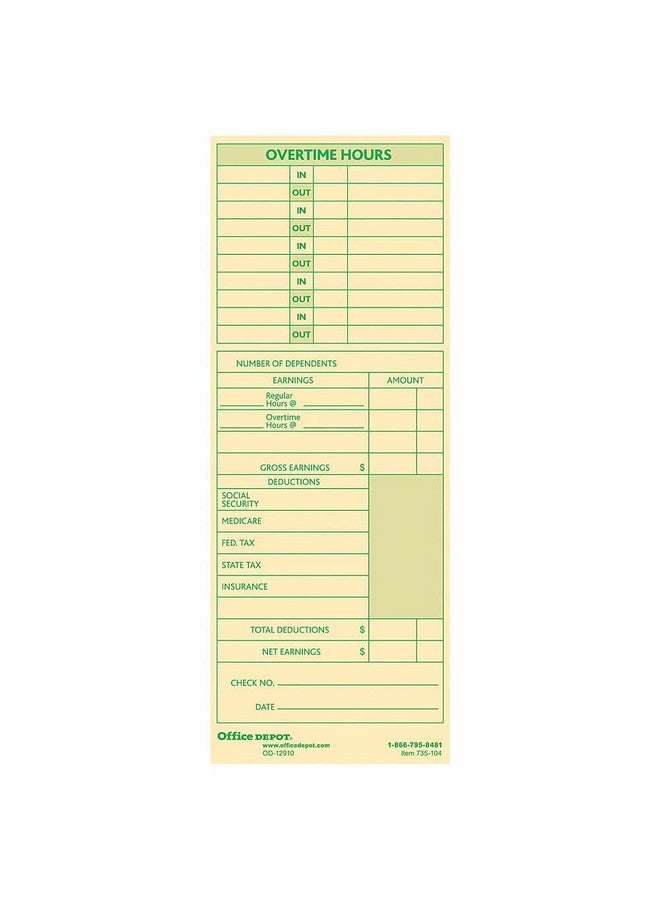 Office Depot Time Cards With Deductions Weekly Mondaysunday Format 2Sided 3 3/8In X 8 7/8In Manila Pk Of 100 Gb735104 - Image 4