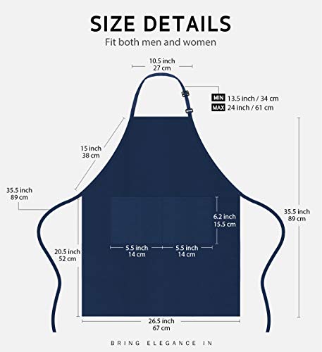 Syntus 4 Pack Adjustable Bib Apron with 2 Pockets Cooking Kitchen Aprons for Women Men Chef Nautical Blue - Image 3