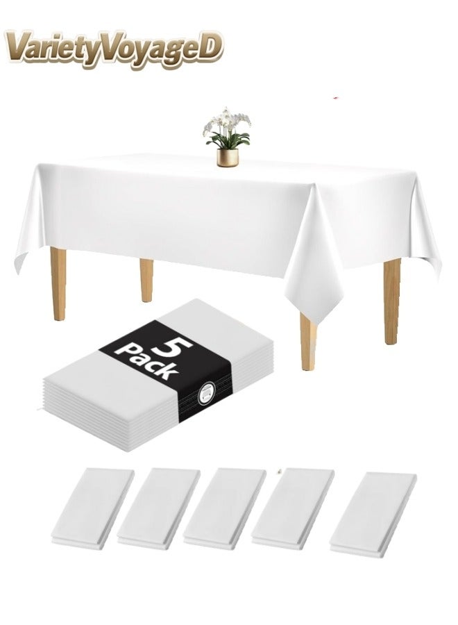 VarietyVoyageD 275*140CM 5 Pack Disposable Tablecloths Plastic Rectangle Table Cloth Waterproof Decorative Table Cover for BBQ ,Party, Wedding, Indoor or Outdoor Use Any scene - Image 1