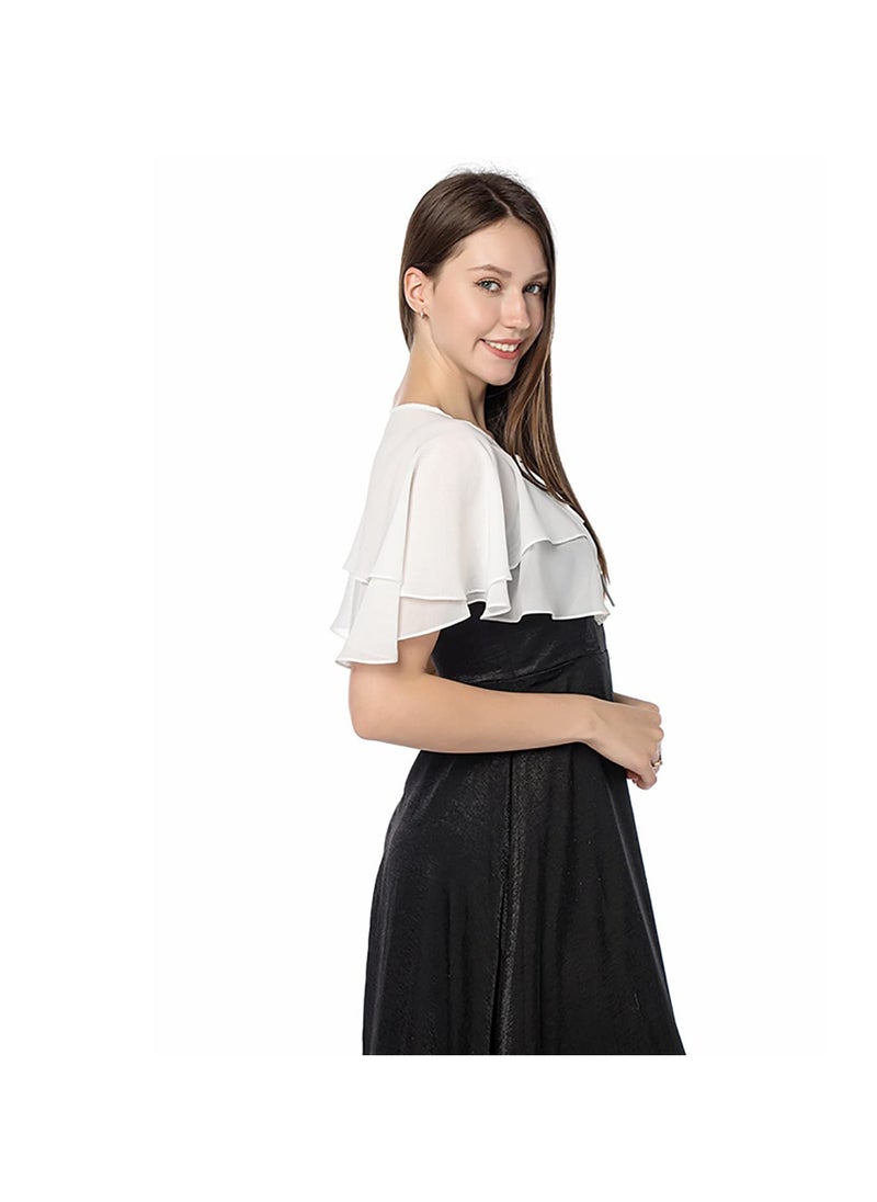 SYOSI - Women's Chiffon Shawls, Soft Chiffon, Wraps Soft Capelet Cape, Short Sheer Shrug, Soft Capelets Chiffon Shrug, All Season for Evening Dress Wedding Cape Cover Up - Image 1