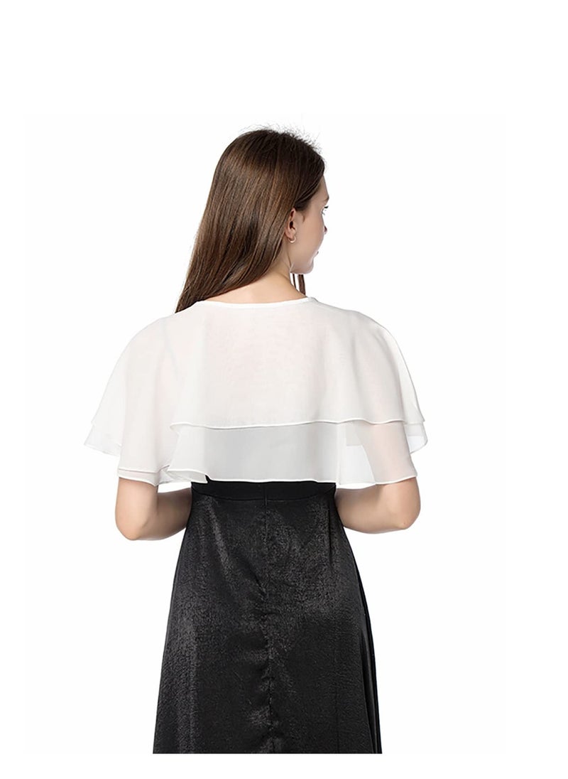SYOSI - Women's Chiffon Shawls, Soft Chiffon, Wraps Soft Capelet Cape, Short Sheer Shrug, Soft Capelets Chiffon Shrug, All Season for Evening Dress Wedding Cape Cover Up - Image 1