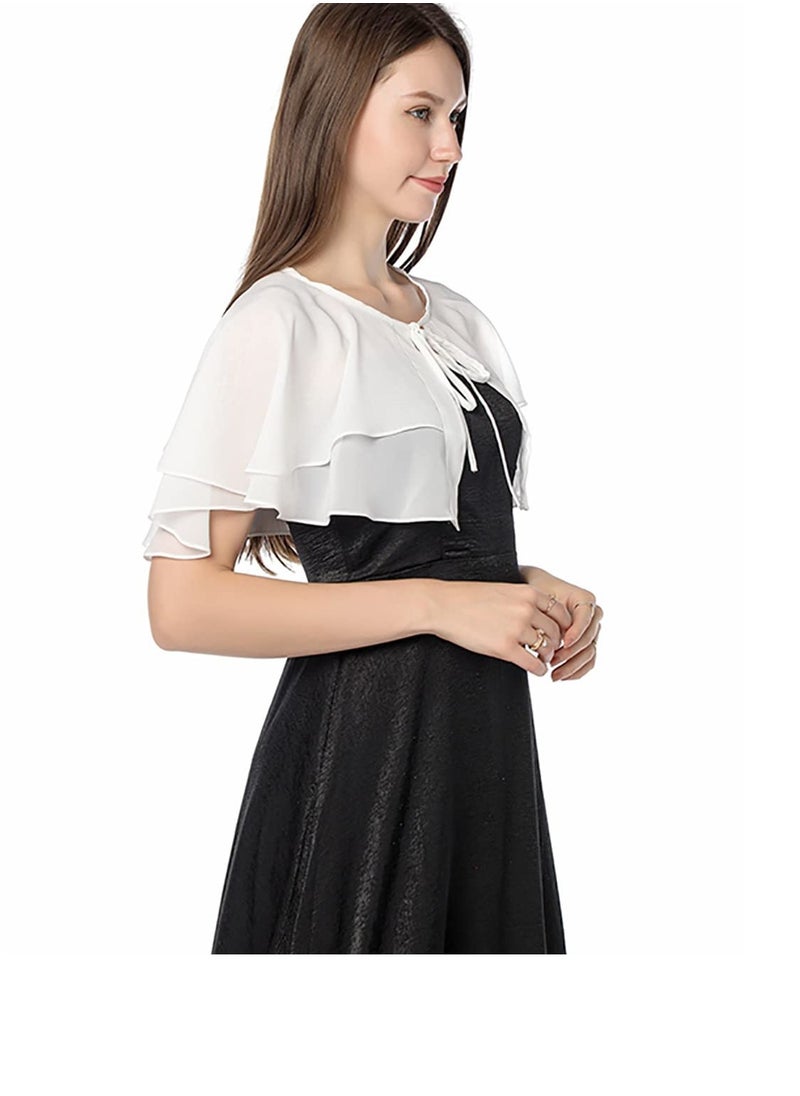 SYOSI - Women's Chiffon Shawls, Soft Chiffon, Wraps Soft Capelet Cape, Short Sheer Shrug, Soft Capelets Chiffon Shrug, All Season for Evening Dress Wedding Cape Cover Up - Image 1