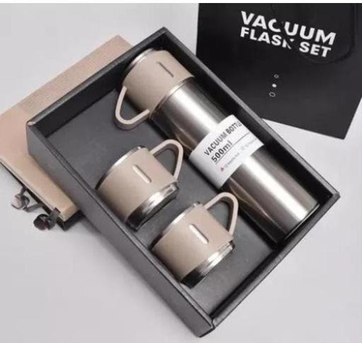 Generic Tc Enterprise Stores - 500ML Stainless Steel Vacuum Flask | Water Bottle with Gift | Thermos with Coffee Tumbler | Water Bottle | Tea Mug Set Portable | Business | Travel (Silver, Pack of 1)  - Image 2