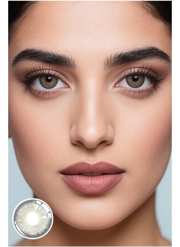 UYAAI Gray Yearly Colored Contact Lenses, Unisex Cosmetic Contact Lenses, Natural Fashion Lenses, With Case  - Image 1