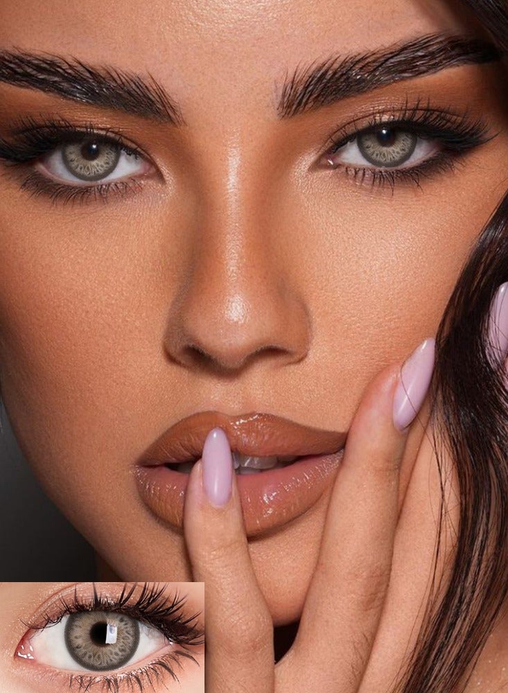 يواي عدسات لاصقة ملونة رمادية سنوية، عدسات لاصقة تجميلية للجنسين، عدسات طبيعية عصرية، 42٪ ماء - Image 1