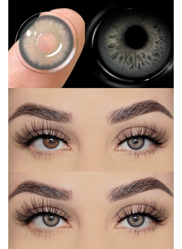 يواي عدسات لاصقة ملونة رمادية سنوية، عدسات لاصقة تجميلية للجنسين، عدسات طبيعية عصرية، 42٪ ماء - Image 4
