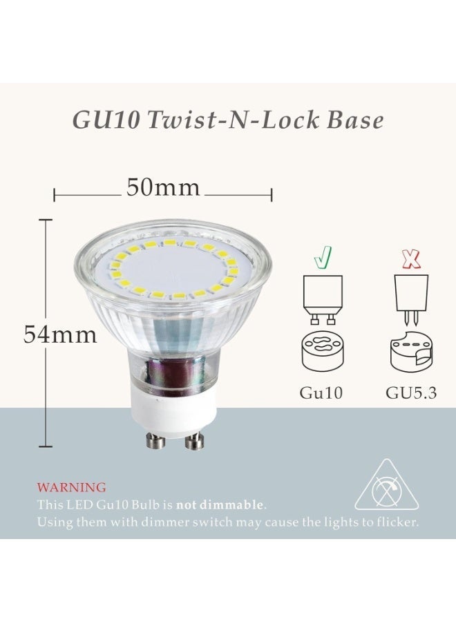 عيد الفصح . GU10 4.8W LED سوبر مشرق مصباح الضوء 450lm 120 درجة زاوية شعاع غير قابل للتخفيف 50W الهالوجين المكافئ دافئ أبيض 3000K [فئة الطاقة A]، 2 حزمة - Image 2