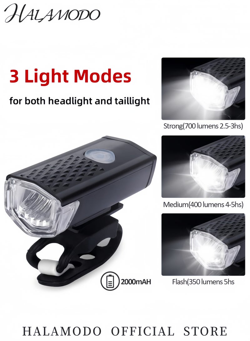 HALAMODO USB Rechargeable Bike Lights Set Ultra-Bright LED Front Headlight and Rear Taillight Waterproof Cycling Lights Perfect for Night Biking & Commuting - Image 2