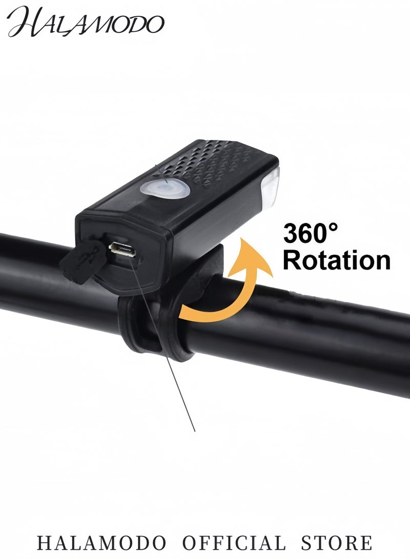 HALAMODO USB Rechargeable Bike Lights Set Ultra-Bright LED Front Headlight and Rear Taillight Waterproof Cycling Lights Perfect for Night Biking & Commuting - Image 4