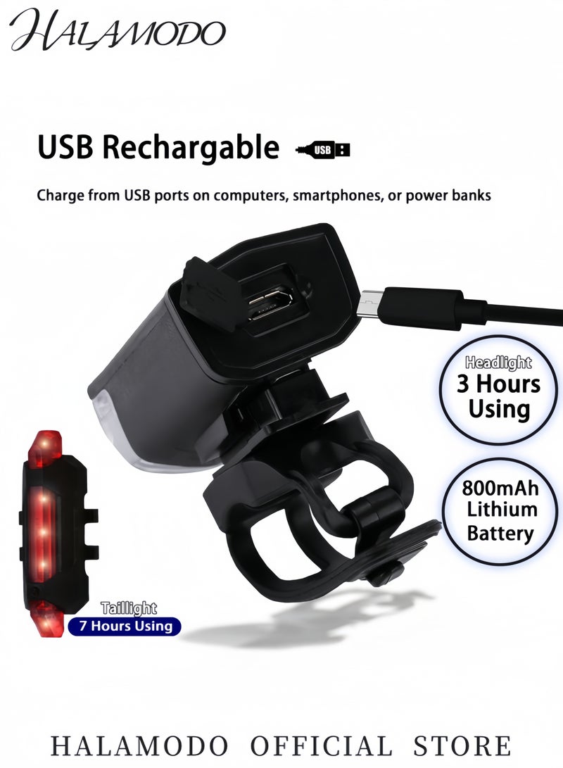 HALAMODO USB Rechargeable Bike Lights Set Ultra-Bright LED Front Headlight and Rear Taillight Waterproof Cycling Lights Perfect for Night Biking & Commuting - Image 3