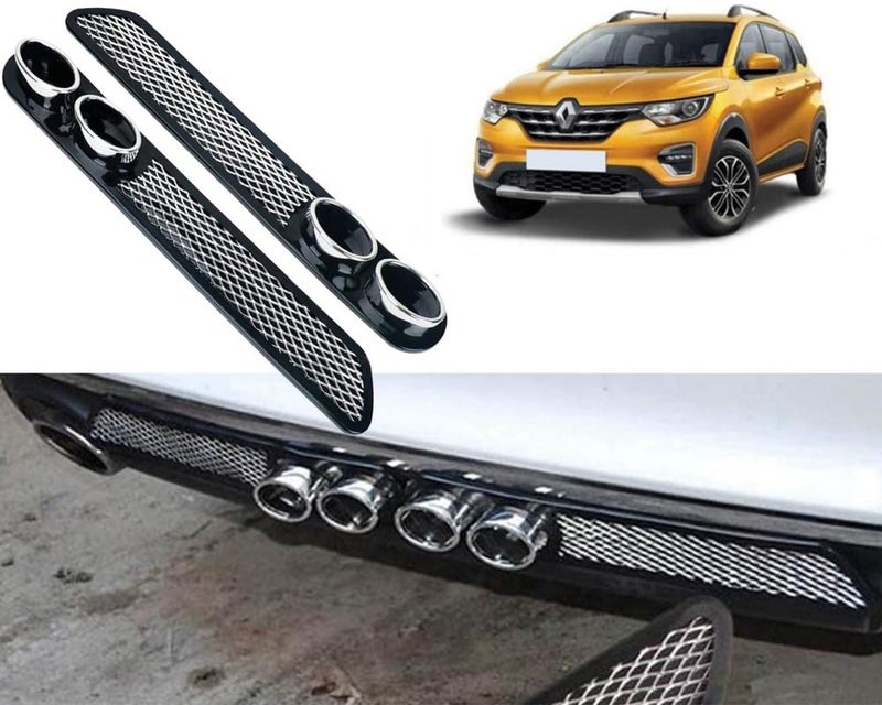 Selifaur Rear Dual Tip Bumper Lip Diffuser Car Back Bumper Spoiler Lip Splitter Chrome Compatible with Triber - Image 1