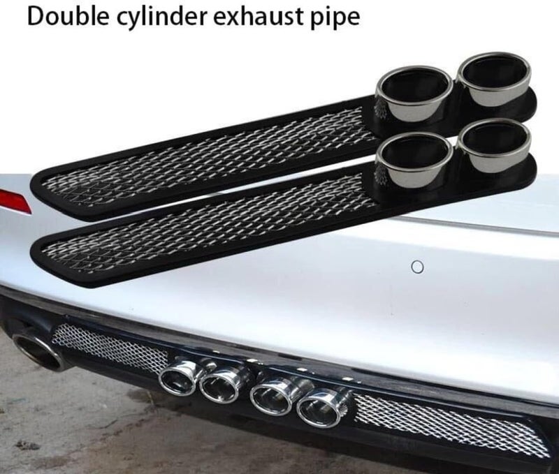 Selifaur Rear Dual Tip Bumper Lip Diffuser Car Back Bumper Spoiler Lip Splitter Chrome Compatible with Triber - Image 4