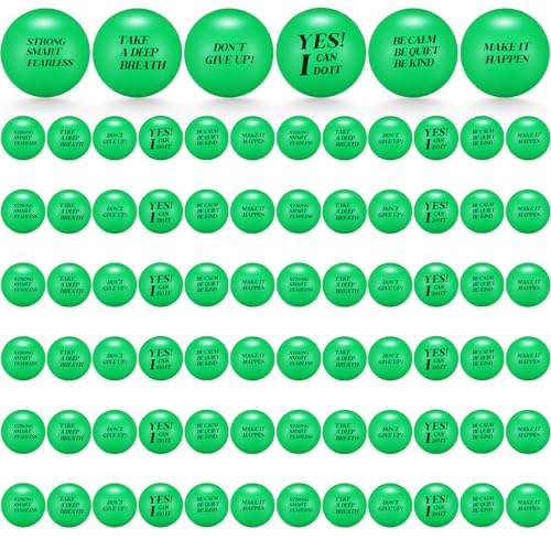 Jerify 72 Pcs Bulk Stress Balls for Adults Motivational Quotes Stress Balls Colorful Foam Ball Hand Exercise Small Therapy Fidget Relief Anxiety Toys for Coworkers Gifts Party FavorsGreen - Image 1