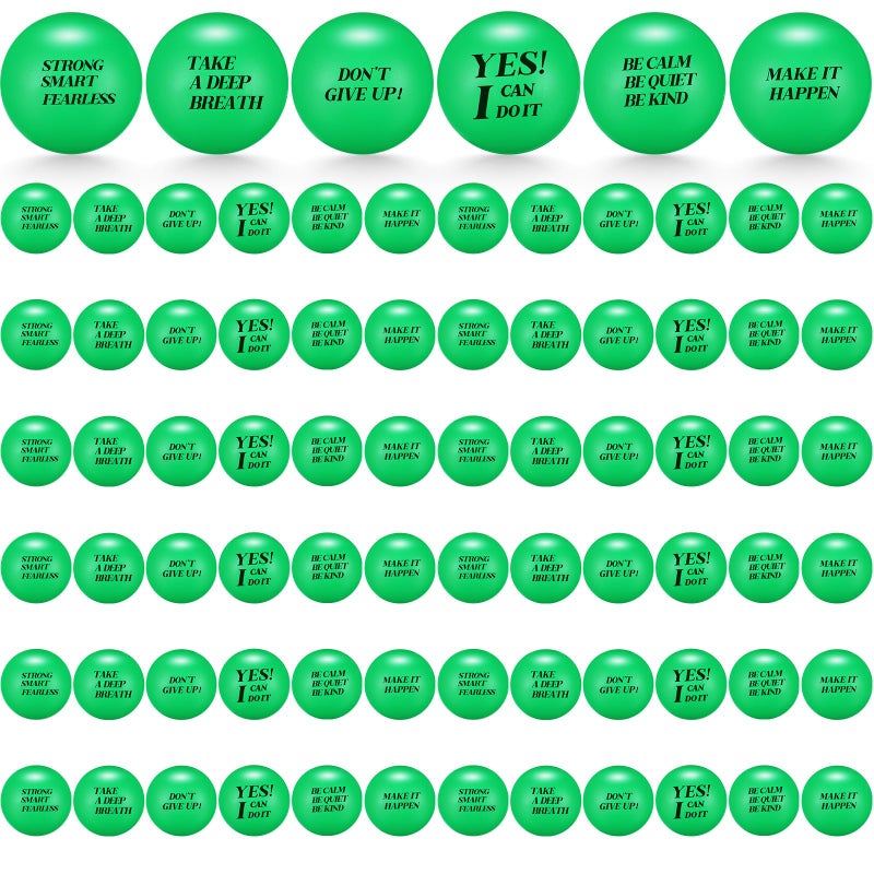 Jerify 72 Pcs Bulk Stress Balls for Adults Motivational Quotes Stress Balls Colorful Foam Ball Hand Exercise Small Therapy Fidget Relief Anxiety Toys for Coworkers Gifts Party FavorsGreen - Image 2