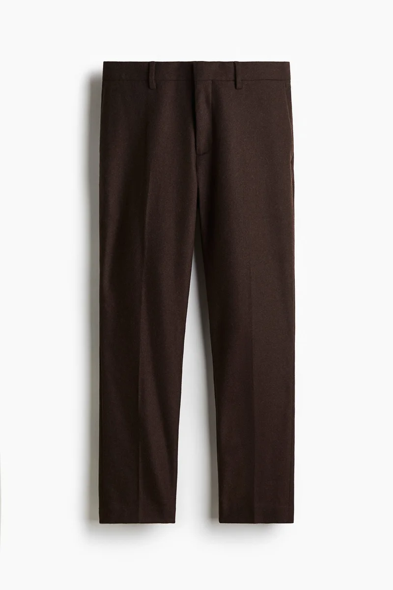 H&M brown Slim Fit Wool-Blend Trousers for Men | Best Price UAE