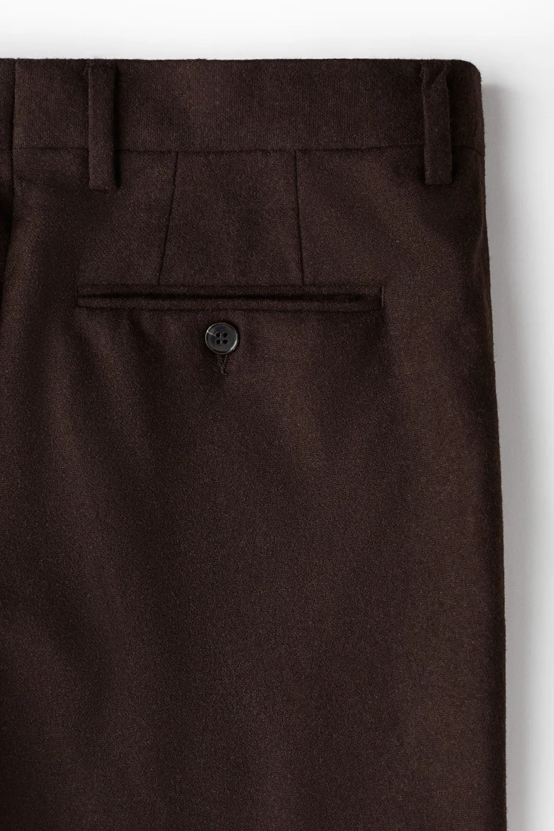 H&M brown Slim Fit Wool-Blend Trousers for Men | Best Price UAE