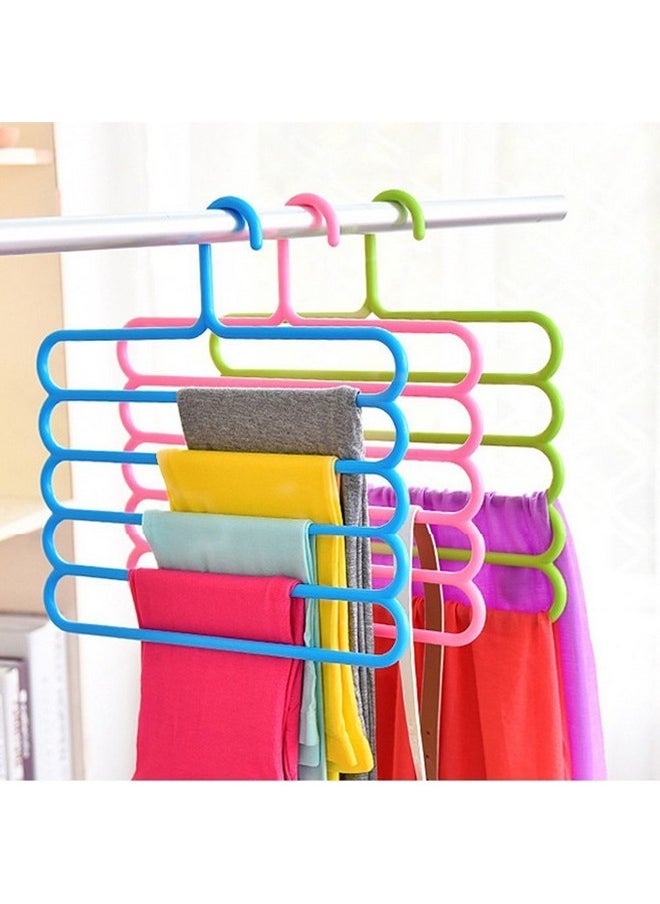 INOVERA (LABEL) INOVERA (LABEL) Plastic Inovera 5 Layer Pants Clothes Hanger Wardrobe Storage Organizer Rack (Set Of 3), 33L X 1B X 32H Cm (Assorted Colour)  - Image 1