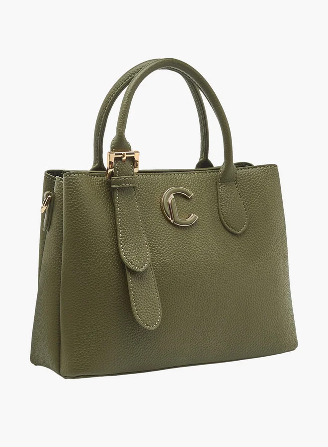 Le Confort Textured Tote Bag with Detachable Strap and Zip Closure