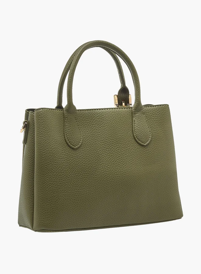 Le Confort Textured Tote Bag with Detachable Strap and Zip Closure