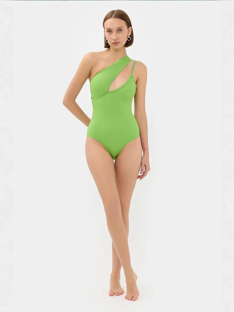 HICCUP One Shoulder Asymmetric Cut-Out One-Piece Swimsuit