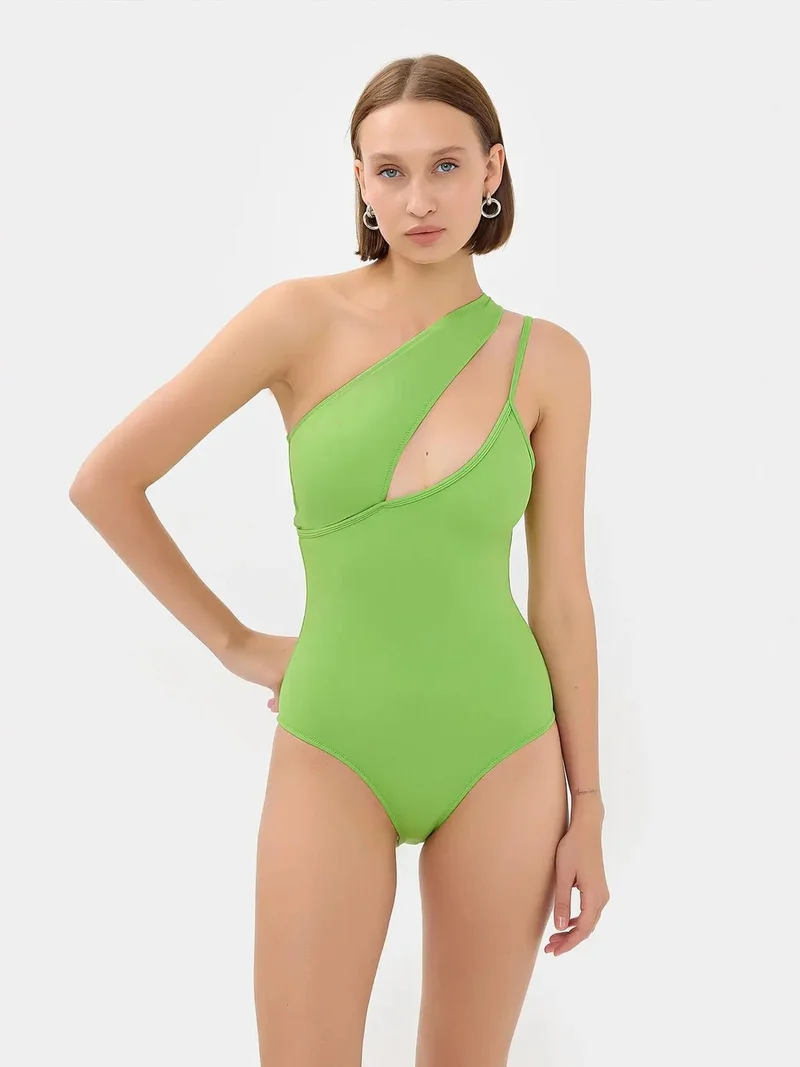 HICCUP One Shoulder Asymmetric Cut-Out One-Piece Swimsuit