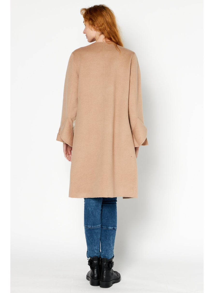 VERO MODA - Women Regular Fit Textured Trench Coat, Tan - Image 1