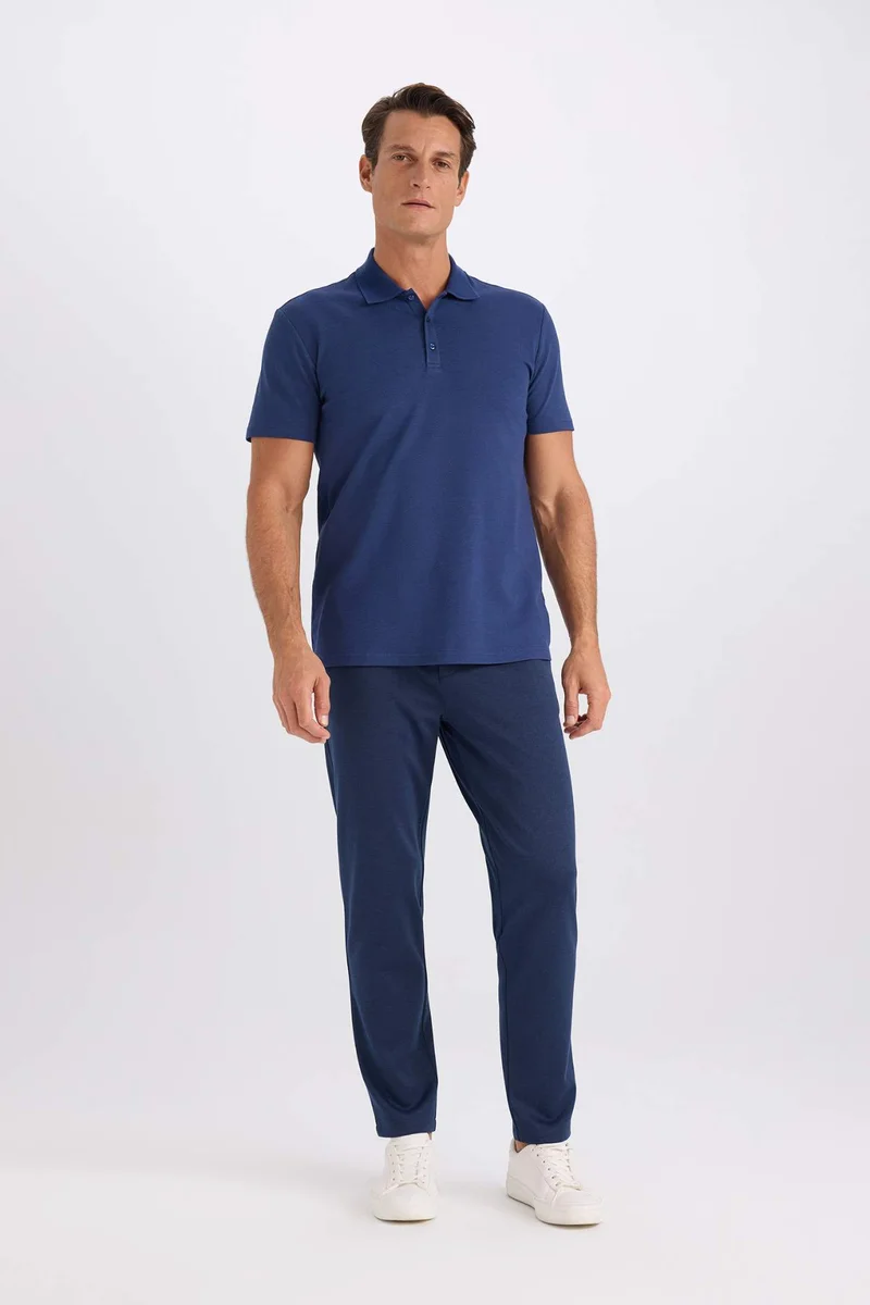 ديفاكتو Slim Fit Short Sleeve Cotton Basic Polo Shirt