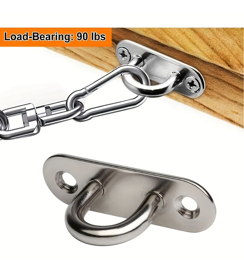 5pcs Stainless Steel Oval Door Latch Hook Plate Hanger Boat Cleat Eye Plate Base - Image 2