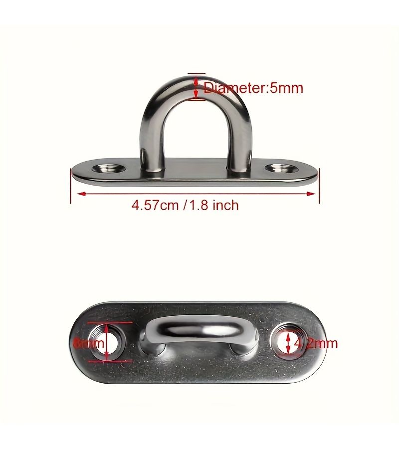 5pcs Stainless Steel Oval Door Latch Hook Plate Hanger Boat Cleat Eye Plate Base - Image 4