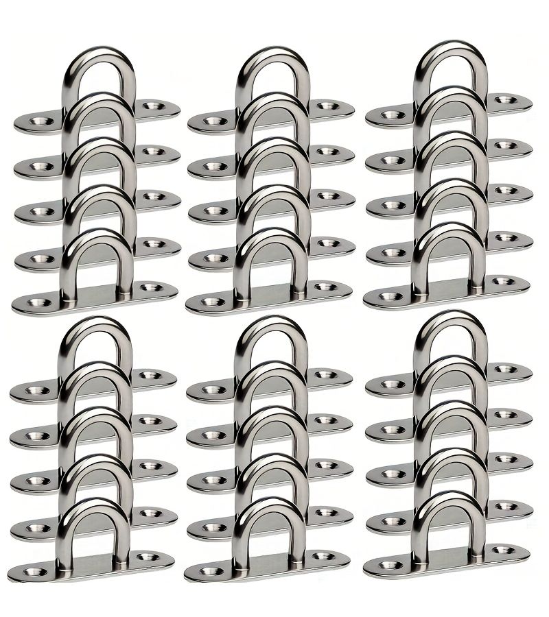5pcs Stainless Steel Oval Door Latch Hook Plate Hanger Boat Cleat Eye Plate Base - Image 1