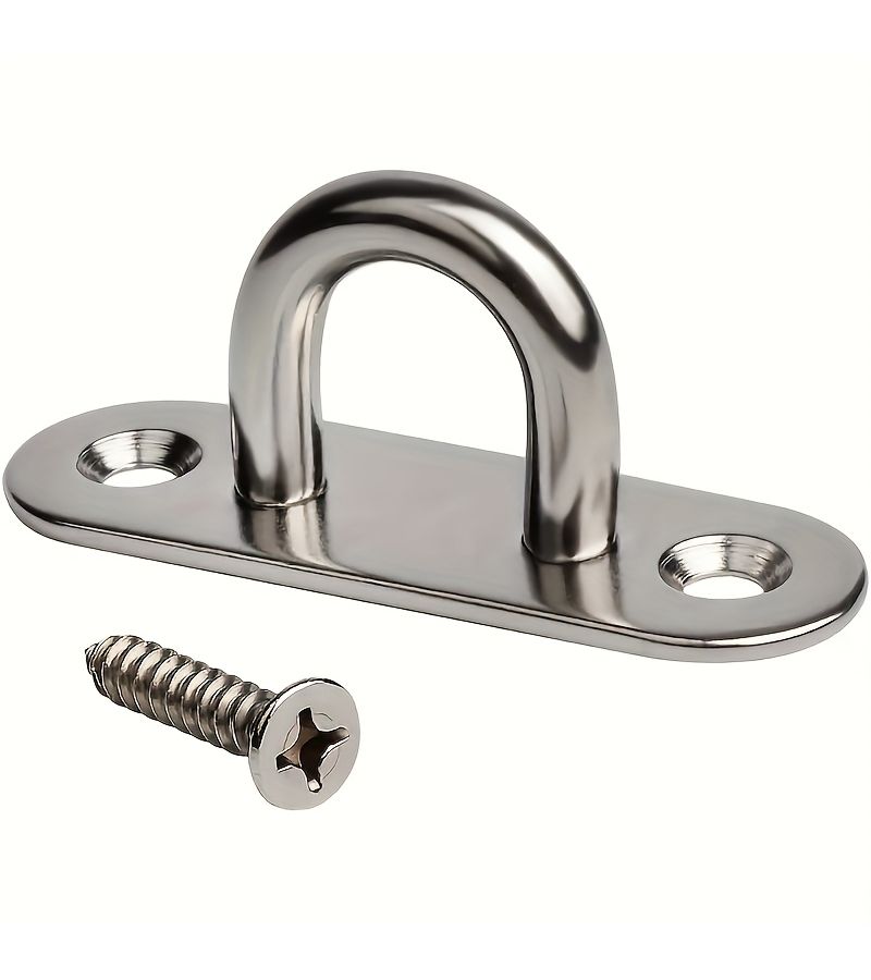 5pcs Stainless Steel Oval Door Latch Hook Plate Hanger Boat Cleat Eye Plate Base - Image 3