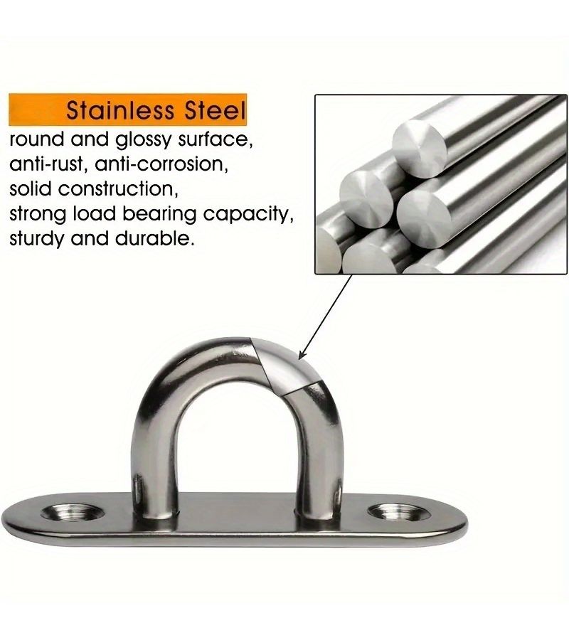 5pcs Stainless Steel Oval Door Latch Hook Plate Hanger Boat Cleat Eye Plate Base - Image 5