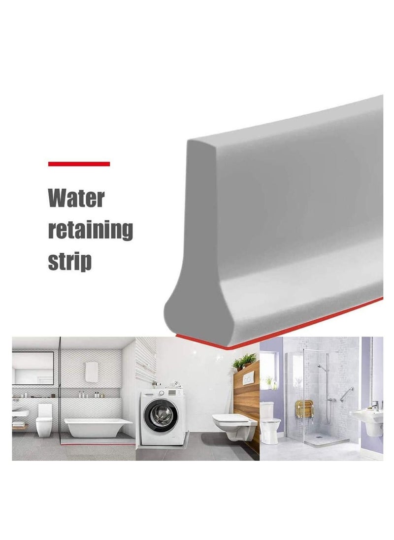 Excefore - Collapsible Threshold Water Dam, Self-Adhesive Shower Barrier Bathroom And Kitchen Water Stopper, Home Water Retention System, Waterproof Water Flow Block Seal Strip (Gray), 1.3M - Image 1