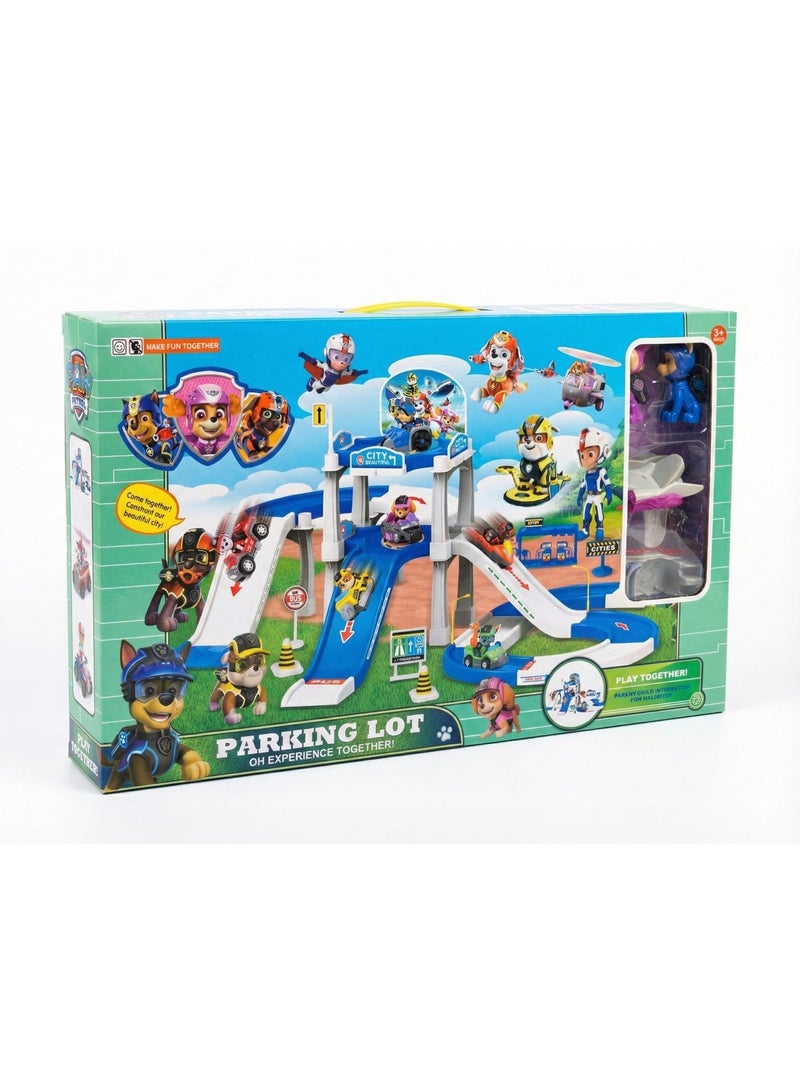 REZZOSS Parking Lot Toy Set Paw Dog Patrol Game – 3-Level Garage Playset with Slide Ramps & Mini Rescue Vehicles | Chase, Marshall & Skye Race Track Game | City Amusement Park Adventure Gift for Kids Boys & Girls | Christmas Birthday Present - Image 2