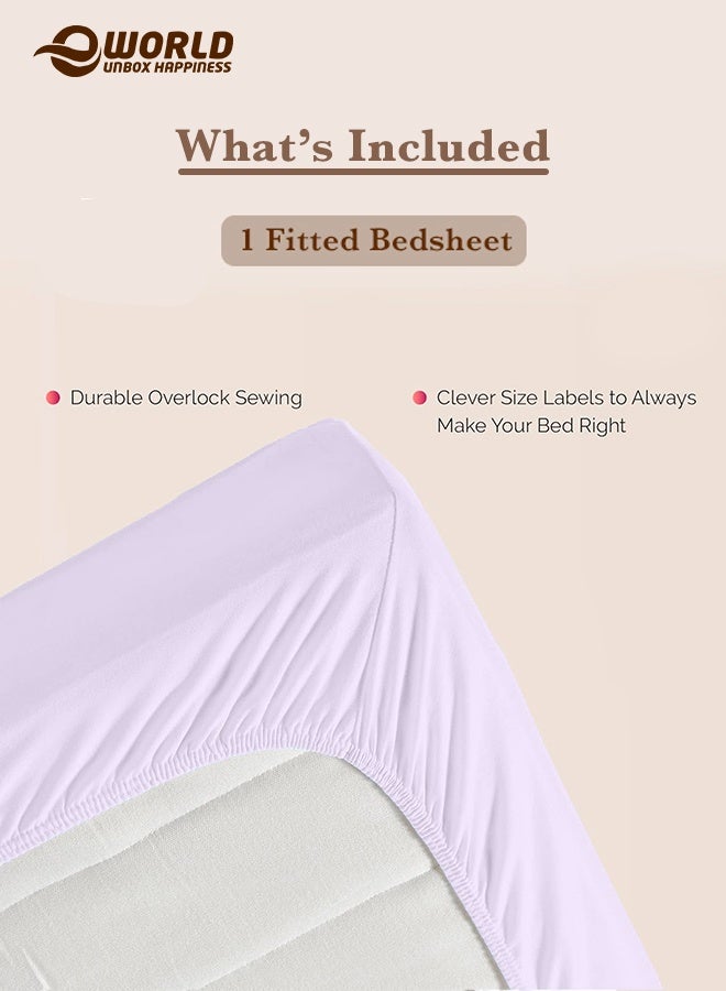 إي وورلد ملاءة سرير ميكروفايبر باللون الليلكي بجيب عميق لتناسب محكم، قابلة للتنفس، قابلة للغسل بالغسالة للحماية المثلى، متوفرة بمقاسات كينغ، كوين وسنجل، بدون غطاء وسادة - Image 3