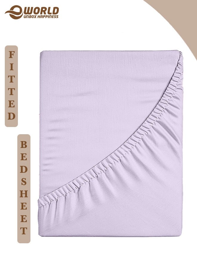 إي وورلد ملاءة سرير ميكروفايبر باللون الليلكي بجيب عميق لتناسب محكم، قابلة للتنفس، قابلة للغسل بالغسالة للحماية المثلى، متوفرة بمقاسات كينغ، كوين وسنجل، بدون غطاء وسادة - Image 1