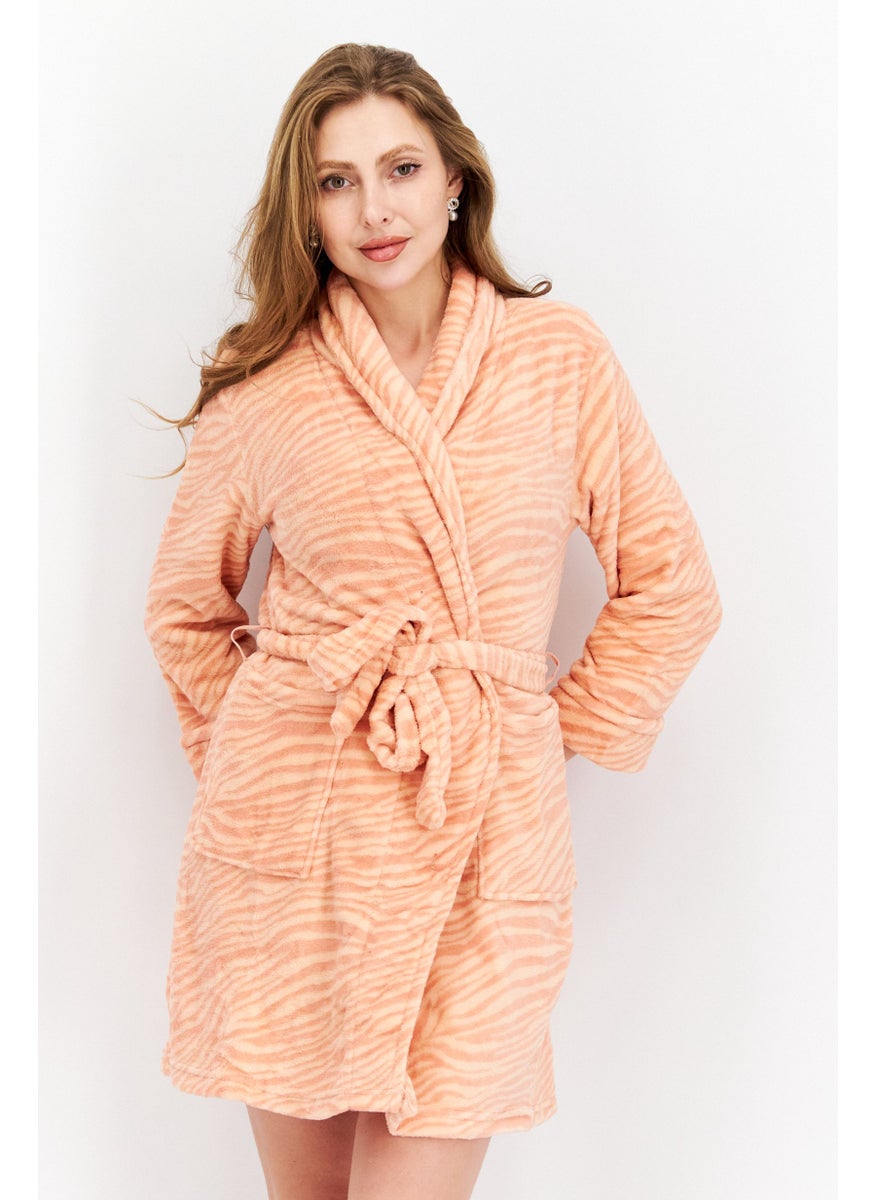 Isaac Mizrahi - روب نسائي مزين بطباعة شاملة وفتحة عنق، كورال - Image 1