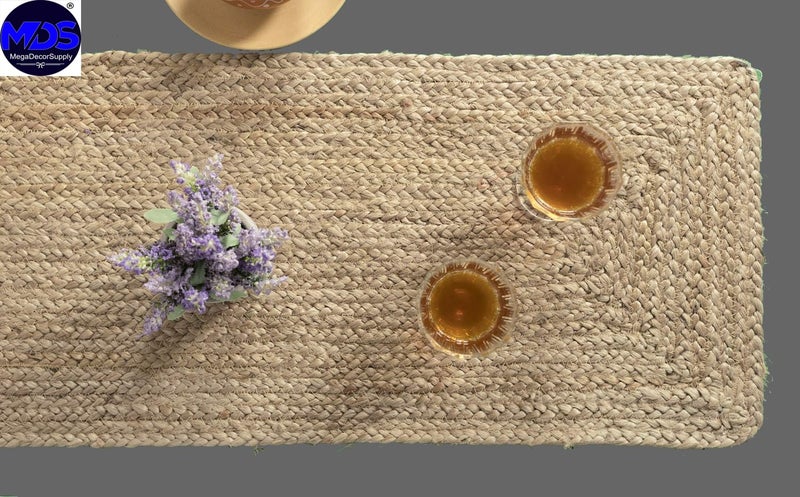 MDS Pack of 1 Handwoven Rectangle Jute Braided Table Runner 13 x 72 Inch, 100% Natural Reversible Farmhouse Rustic Vintage Dining Table Runner for Home Decor, Kitchen, Indoor & Covered Door Entrances - Image 4