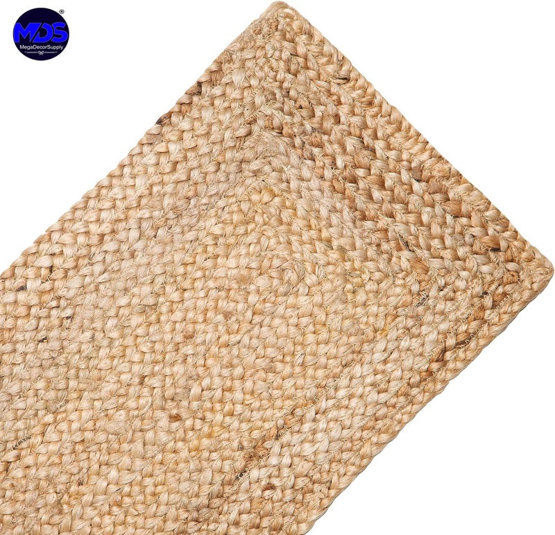 MDS Pack of 1 Handwoven Rectangle Jute Braided Table Runner 13 x 72 Inch, 100% Natural Reversible Farmhouse Rustic Vintage Dining Table Runner for Home Decor, Kitchen, Indoor & Covered Door Entrances - Image 3