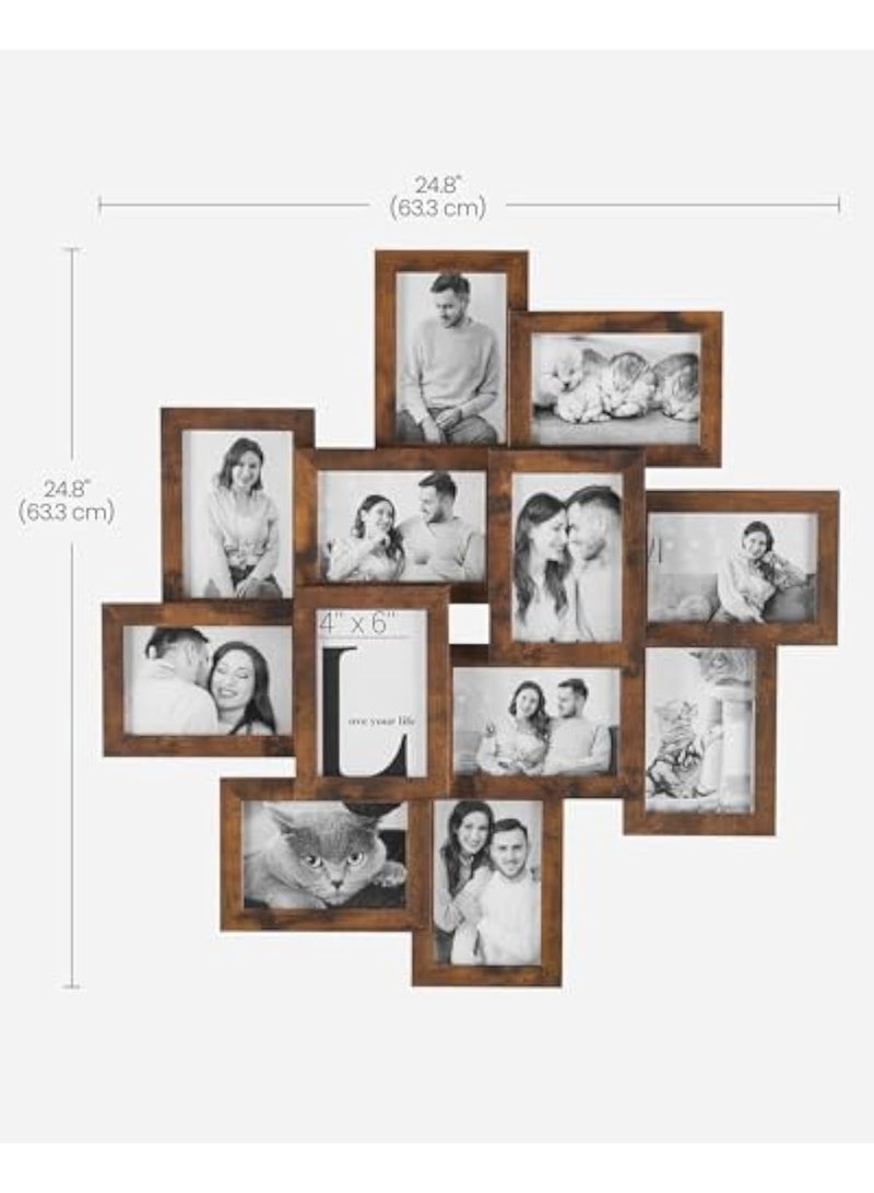 4x6 Collage Picture Frames, 12-Pack Picture Frames Collage for Wall Decor, Rustic Photo Collage Frame, Multi Picture Frame Set with Glass Front, Assembly Required - Image 4